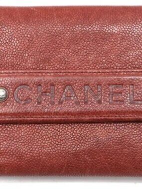 Chanel Red Caviar Leather Billfold Vintage 2005 Wallet